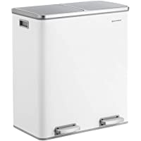 Los mejores  - SONGMICS Basurero con 2 Compartimientos de 30L- Basurero de Reciclaje con Pedales de Metal- Cubos Interiores de Plástico…